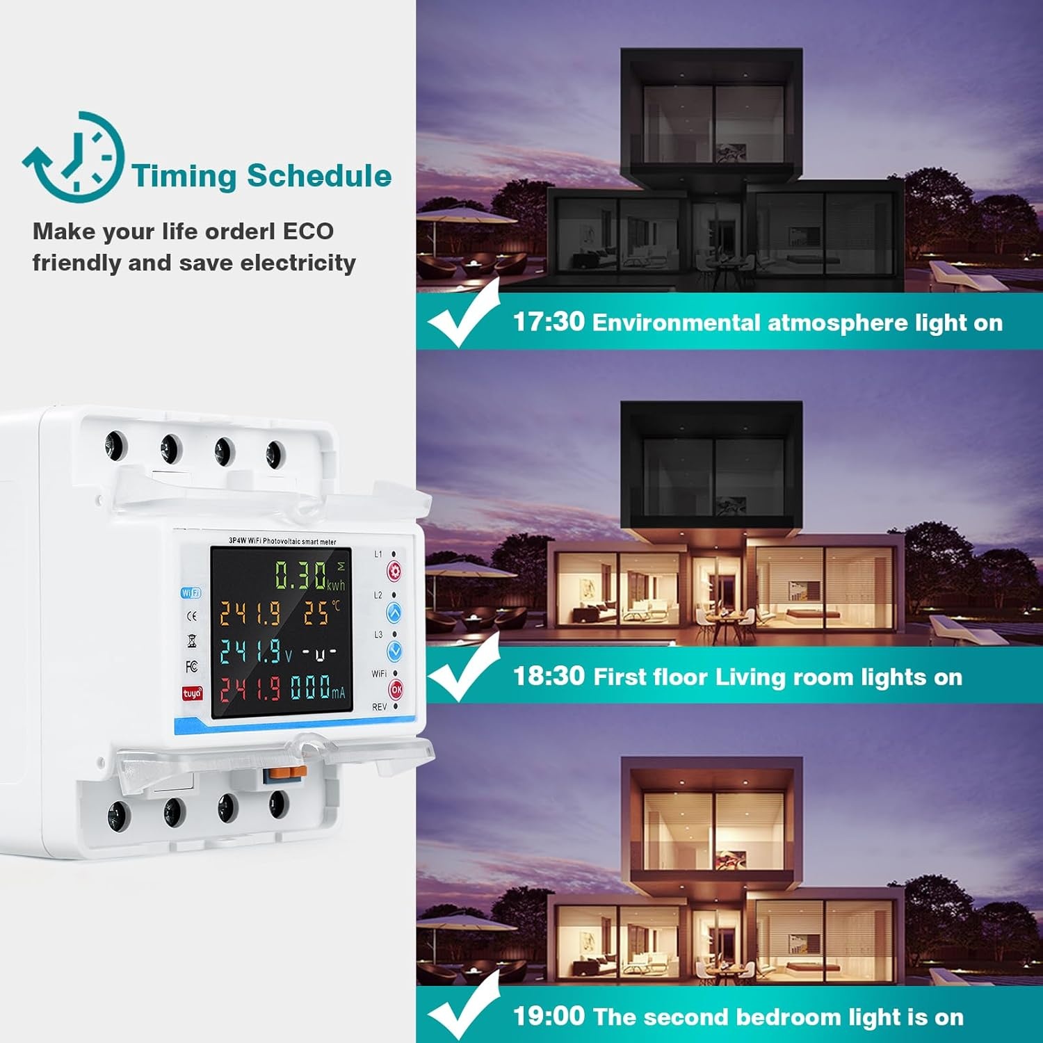 Driefase WiFi Energiemeter 100A 380V met Tuya App | 29% Korting