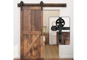 Schuifdeurbeslag Set voor Stalldeuren | 200 cm Vlakke Rail | Zwart | 29% Korting
