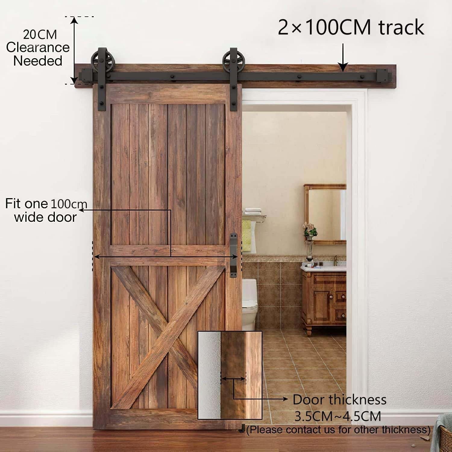 Schuifdeurbeslag Set voor Stalldeuren | 200 cm Vlakke Rail | Zwart | 29% Korting