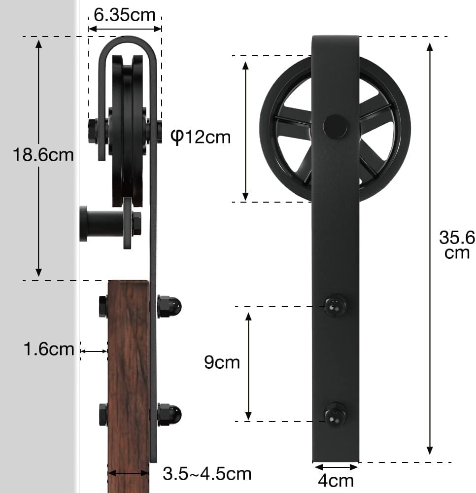 Schuifdeurbeslag Set voor Stalldeuren | 200 cm Vlakke Rail | Zwart | 29% Korting