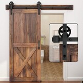 Schuifdeurbeslag Set voor Stalldeuren | 200 cm Vlakke Rail | Zwart | 29% Korting