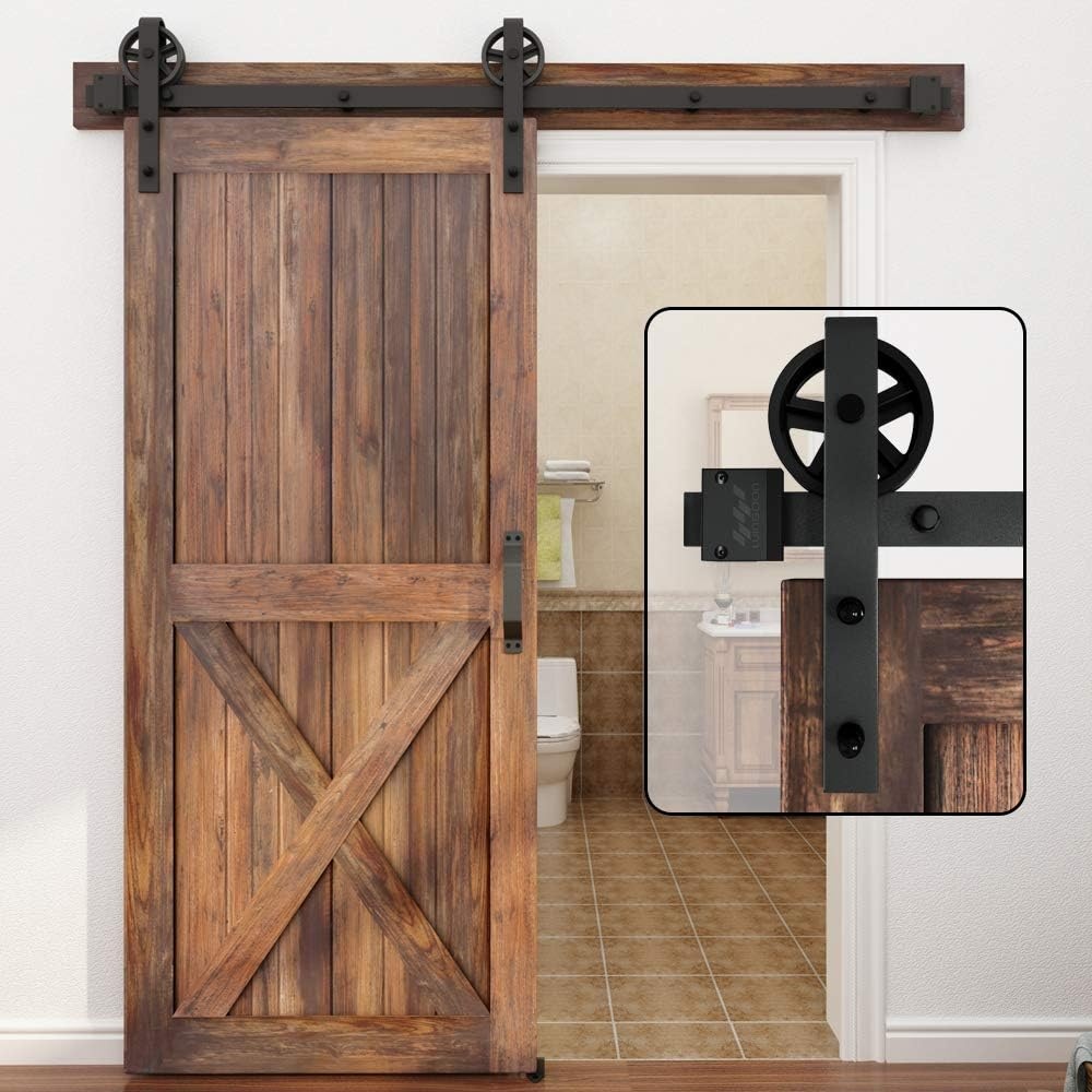 Schuifdeurbeslag Set voor Stalldeuren | 200 cm Vlakke Rail | Zwart | 29% Korting