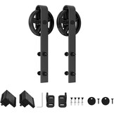 Schuifdeurbeslag Set voor Stalldeuren | 200 cm Vlakke Rail | Zwart | 29% Korting