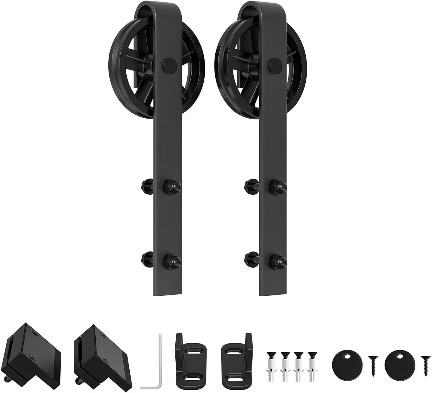 Schuifdeurbeslag Set voor Stalldeuren | 200 cm Vlakke Rail | Zwart | 29% Korting