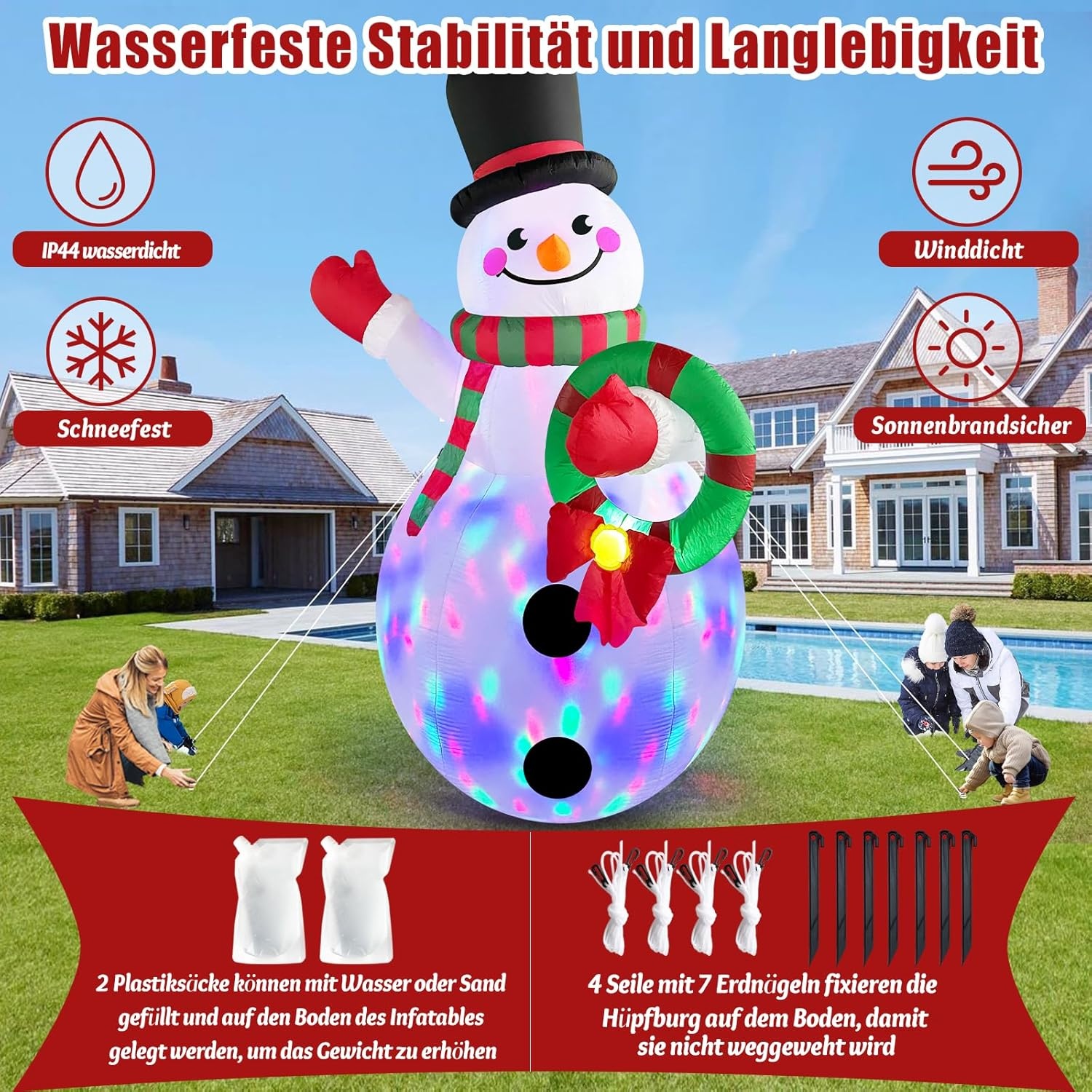 Opblaasbare Sneeuwpop 3m Buiten | LED | Kerstdecoratie met 34% Korting
