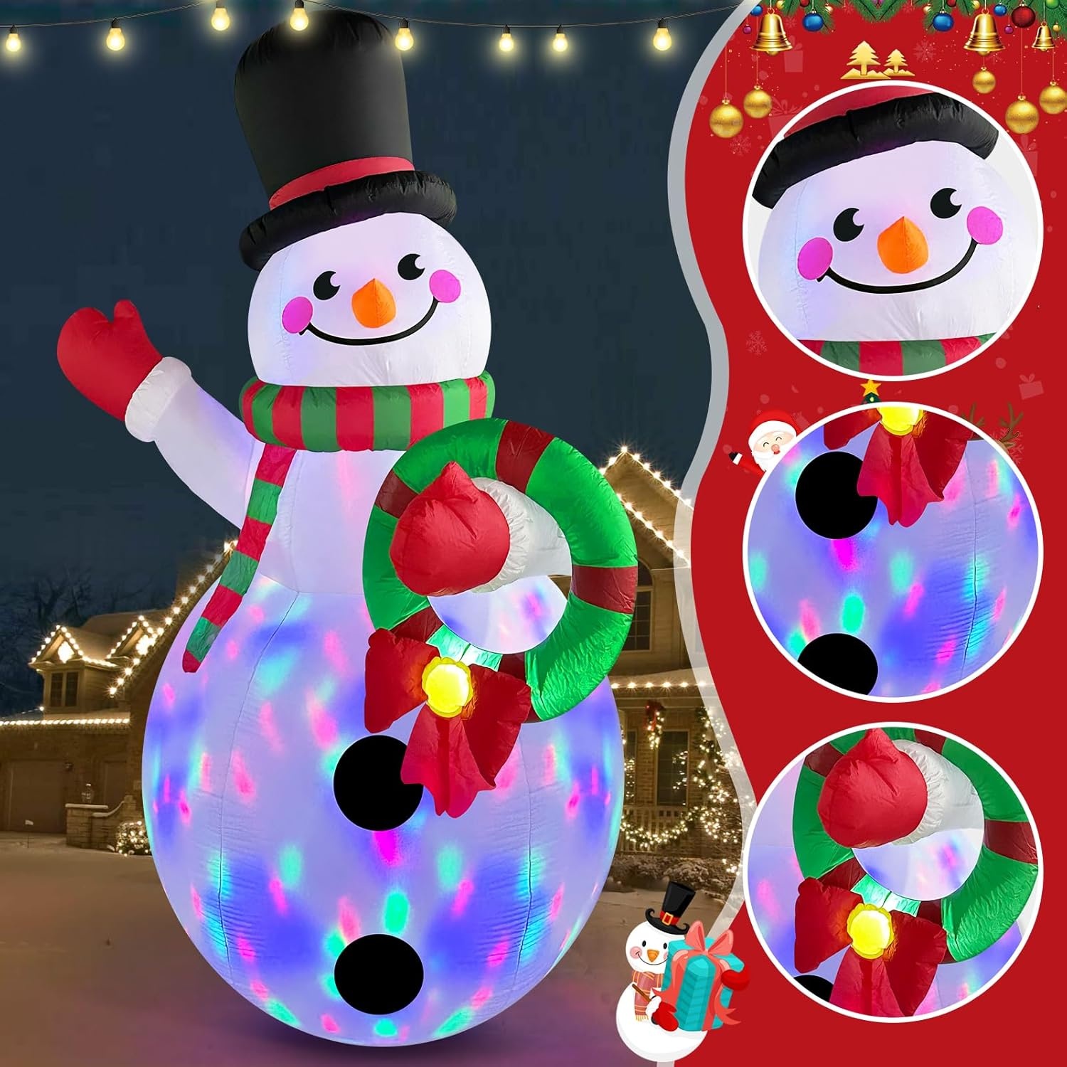 Opblaasbare Sneeuwpop 3m Buiten | LED | Kerstdecoratie met 34% Korting