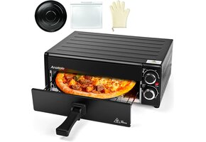 Elektrische Pizzaoven 1800W | Zwart RVS | Tot 30cm Pizza | -30% Korting