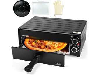 Elektrische Pizzaoven 1800W | Zwart RVS | Tot 30cm Pizza | -30% Korting