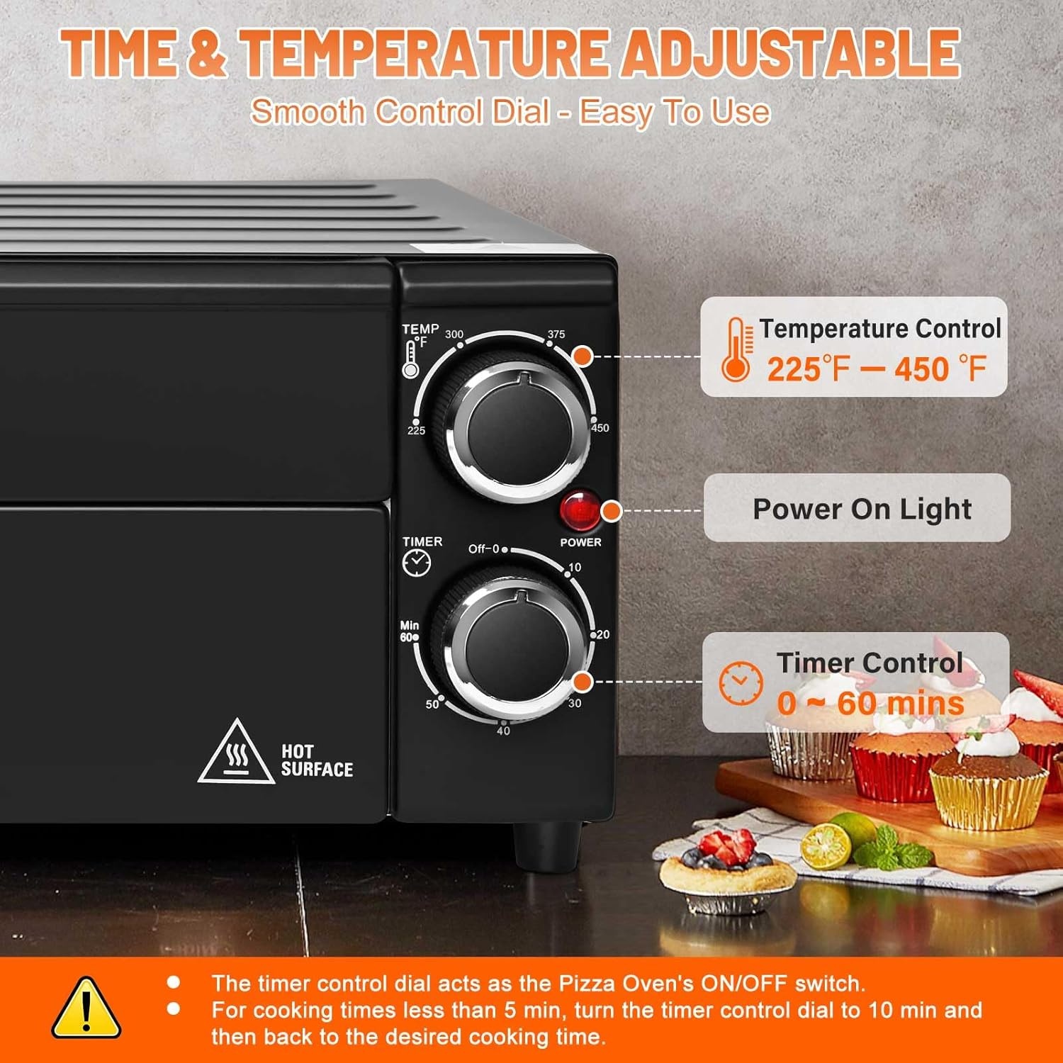 Elektrische Pizzaoven 1800W | Zwart RVS | Tot 30cm Pizza | -30% Korting