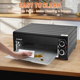Elektrische Pizzaoven 1800W | Zwart RVS | Tot 30cm Pizza | -30% Korting