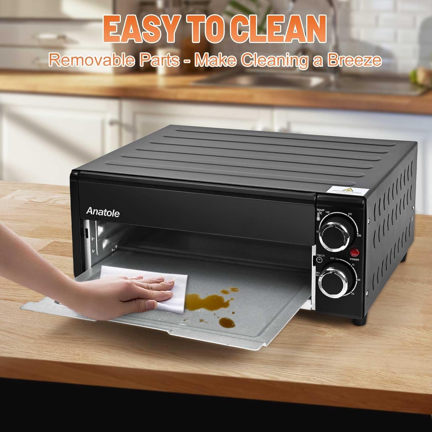 Elektrische Pizzaoven 1800W | Zwart RVS | Tot 30cm Pizza | -30% Korting