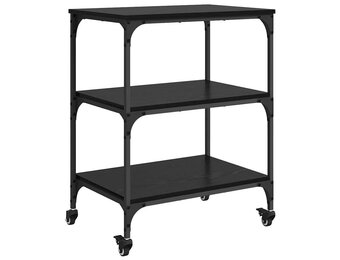 Keuken Trolley Zwart Eiken - Industriële Stijl met Korting