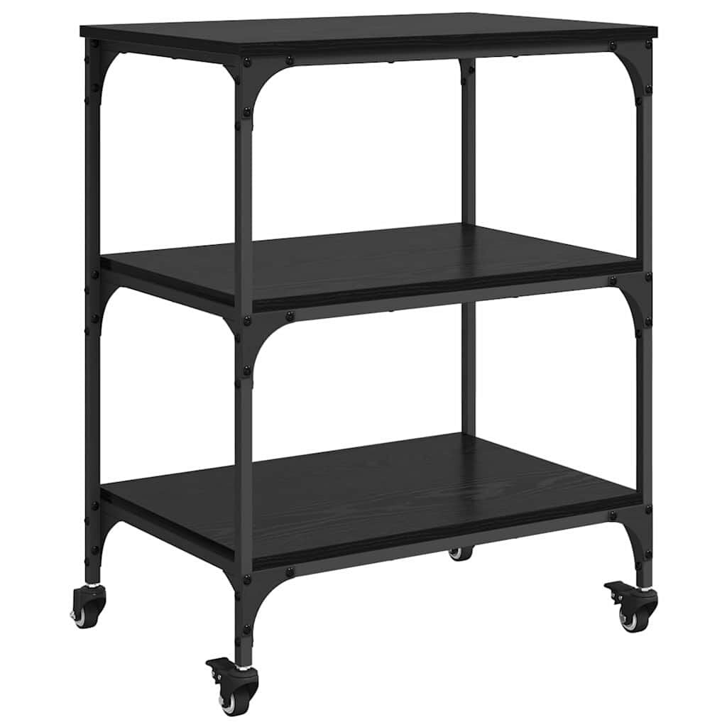 Keuken Trolley Zwart Eiken - Industriële Stijl met Korting