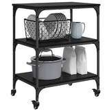 Keuken Trolley Zwart Eiken - Industriële Stijl met Korting