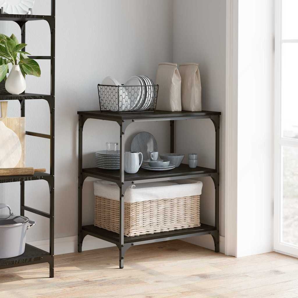 Keuken Trolley Zwart Eiken - Industriële Stijl met Korting