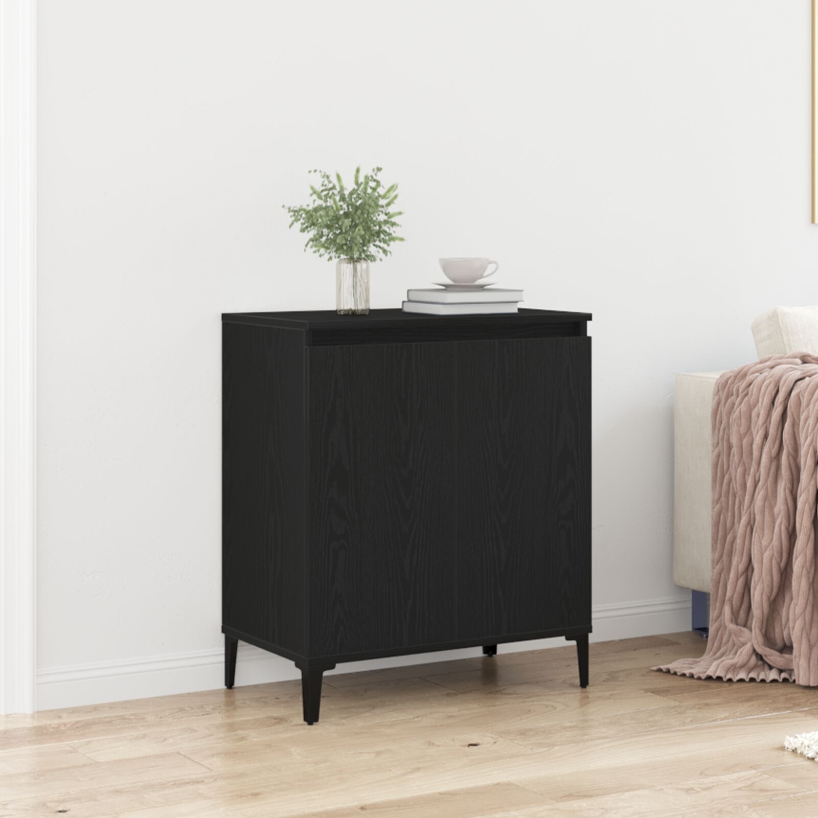 Zwart Dressoir van Bewerkt Hout (60x35x70cm) - 34% Korting!