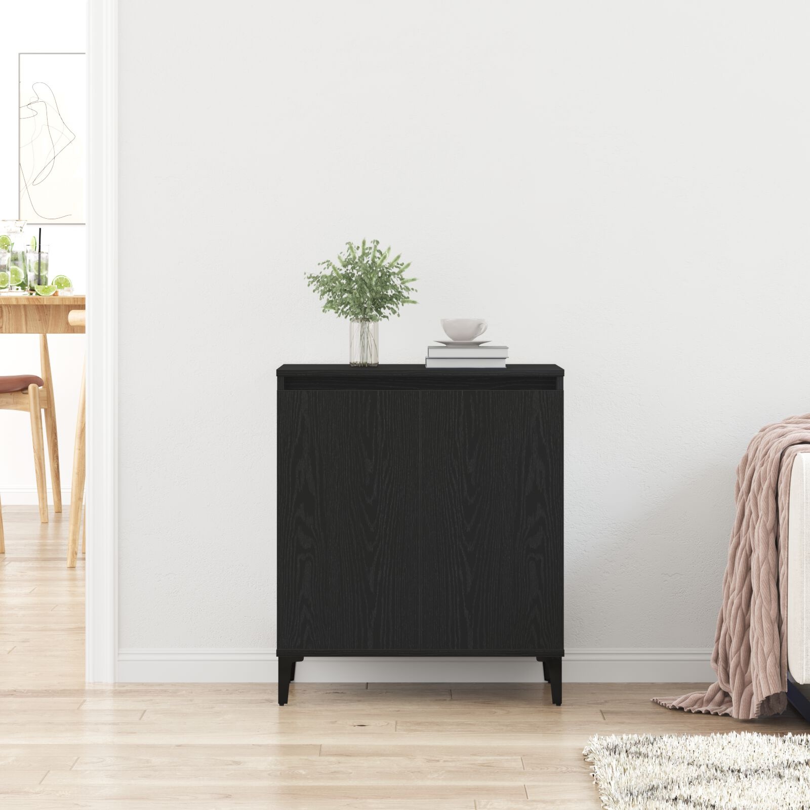 Zwart Dressoir van Bewerkt Hout (60x35x70cm) - 34% Korting!