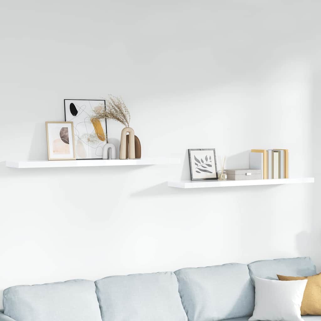 2 Zwevende Wandschappen 120cm MDF Hoogglans Wit - 29% Korting!