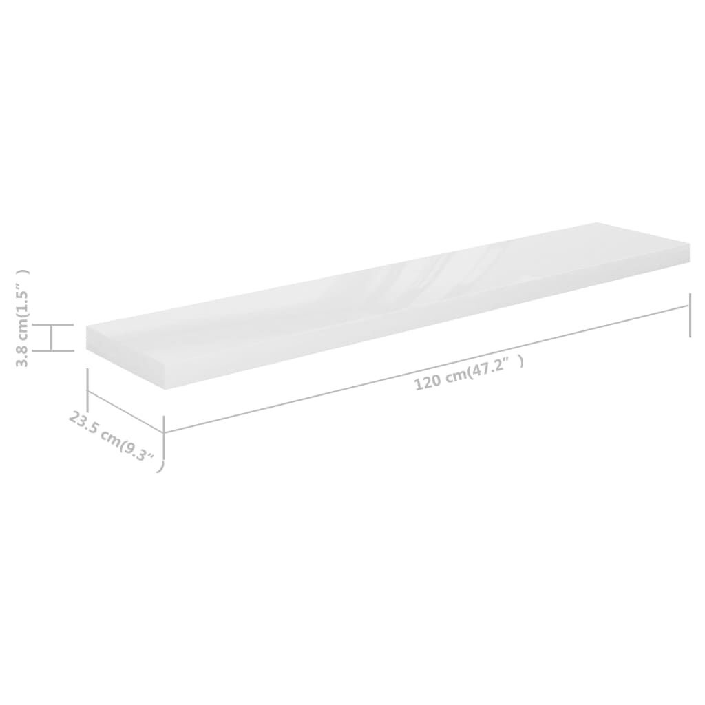2 Zwevende Wandschappen 120cm MDF Hoogglans Wit - 29% Korting!