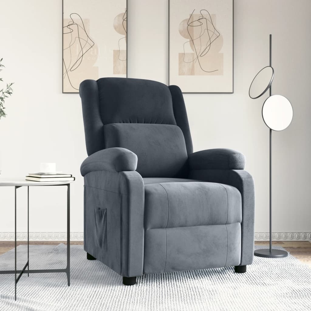 Verstelbare Fauteuil Fluweel Donkergrijs met 35% Korting