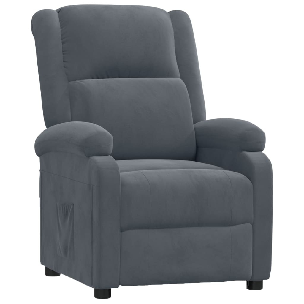 Verstelbare Fauteuil Fluweel Donkergrijs met 35% Korting