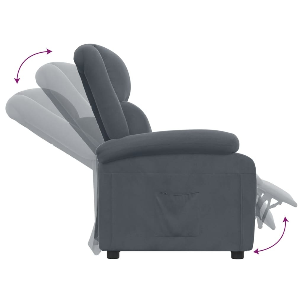 Verstelbare Fauteuil Fluweel Donkergrijs met 35% Korting