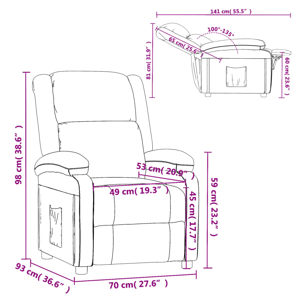 Verstelbare Fauteuil Fluweel Donkergrijs met 35% Korting