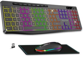 Draadloos Toetsenbord & Muis Set: Stil, RGB Verlichting, 1600 DPI, Anti-slip Mat (28% Korting)