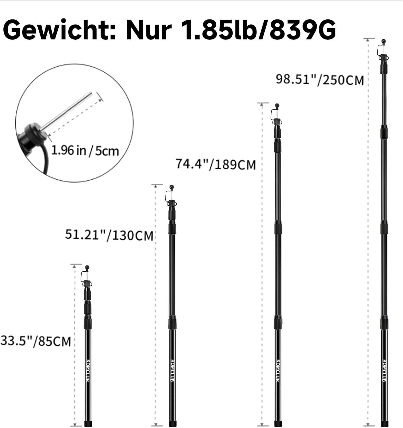 Verstelbare Aluminium Tentstokken (2x) - 85-250 cm