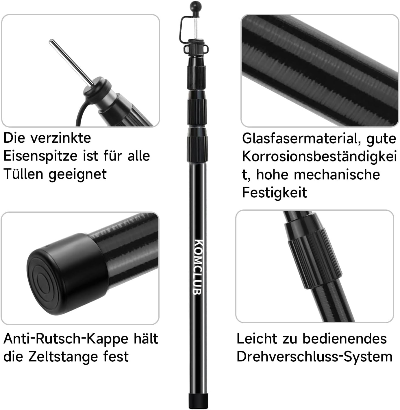 Verstelbare Aluminium Tentstokken (2x) - 85-250 cm