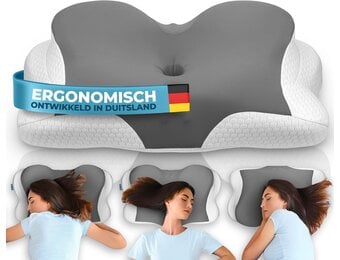Ergonomisch Nekrol Kussen - Memory Foam, Verstelbaar, Grijs - 29% Korting!