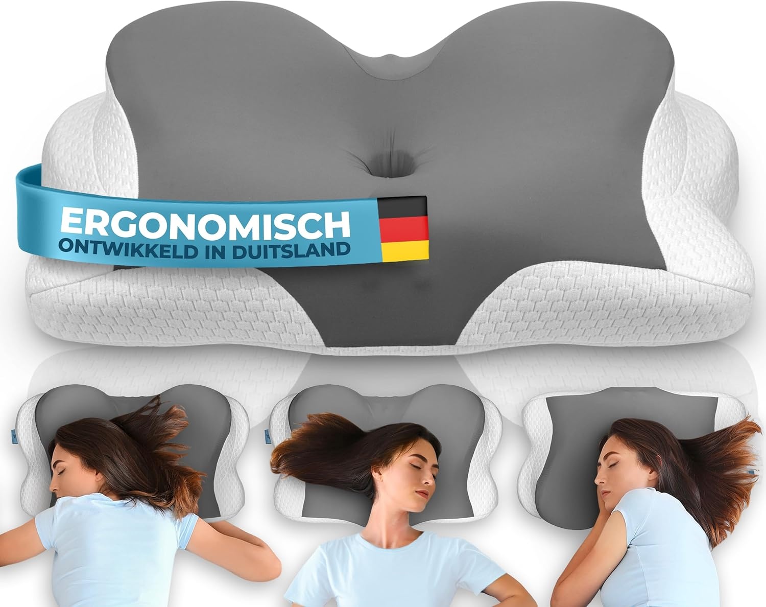 Ergonomisch Nekrol Kussen - Memory Foam, Verstelbaar, Grijs - 29% Korting!