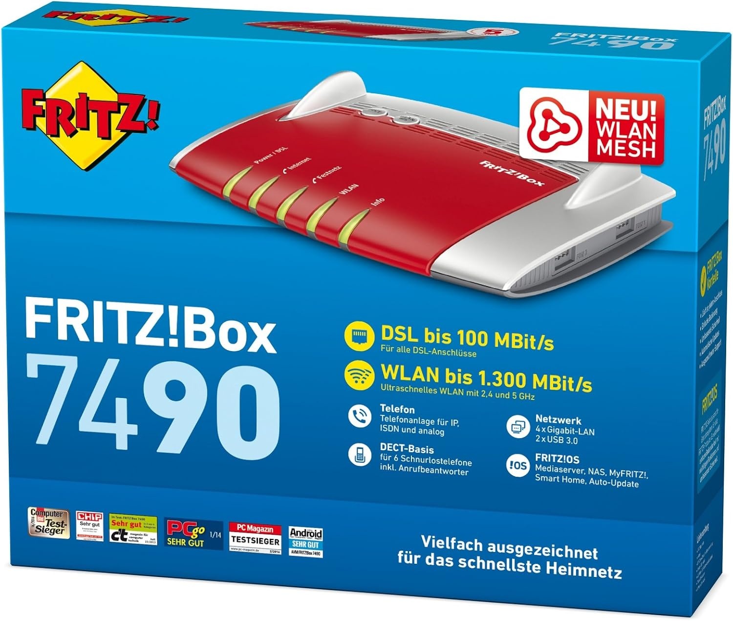 FRITZ!Box 7490 Router: Mesh WiFi, VDSL/ADSL, 30% Korting