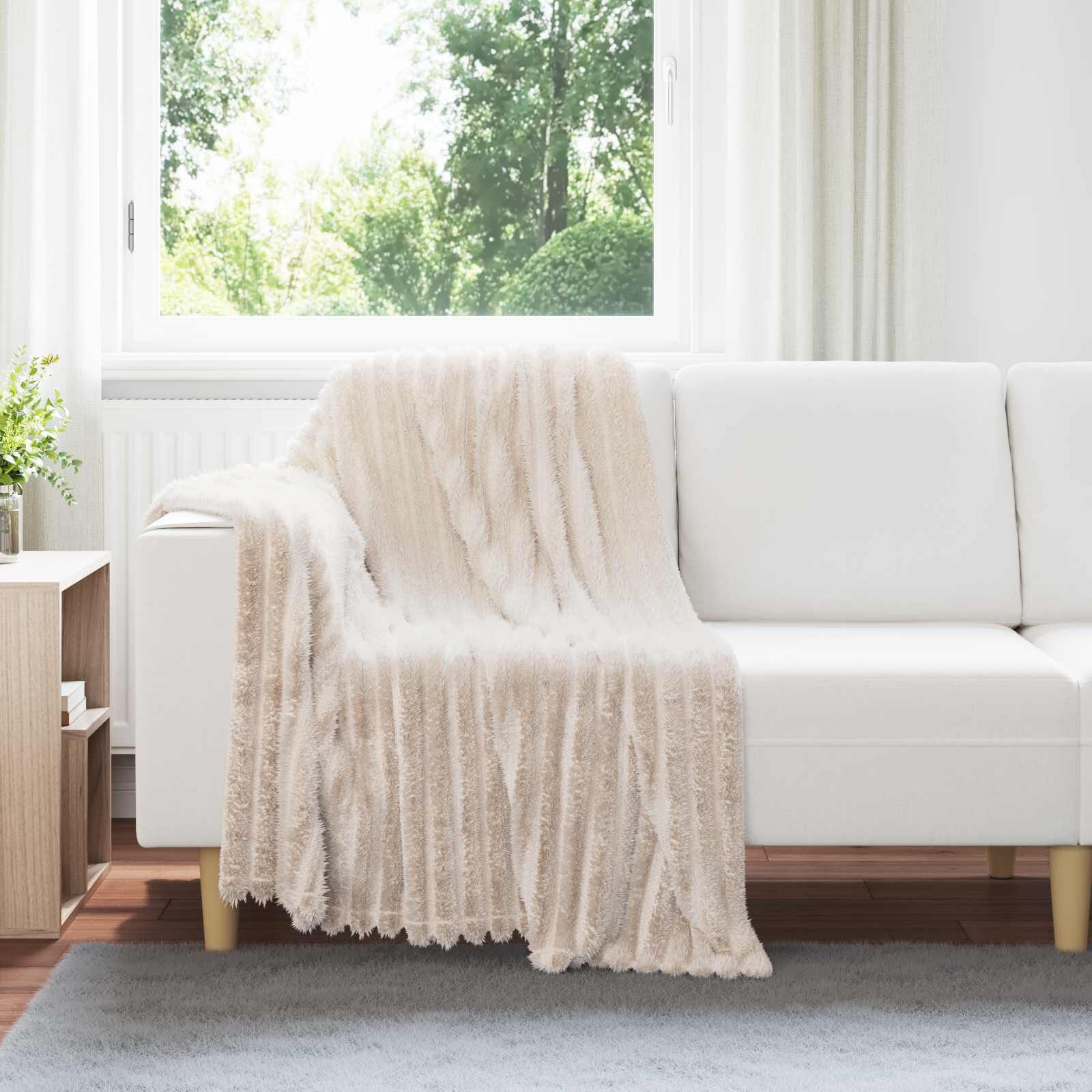 Zachte Fleece Gooi Deken Beige - 150x130cm - 33% Korting