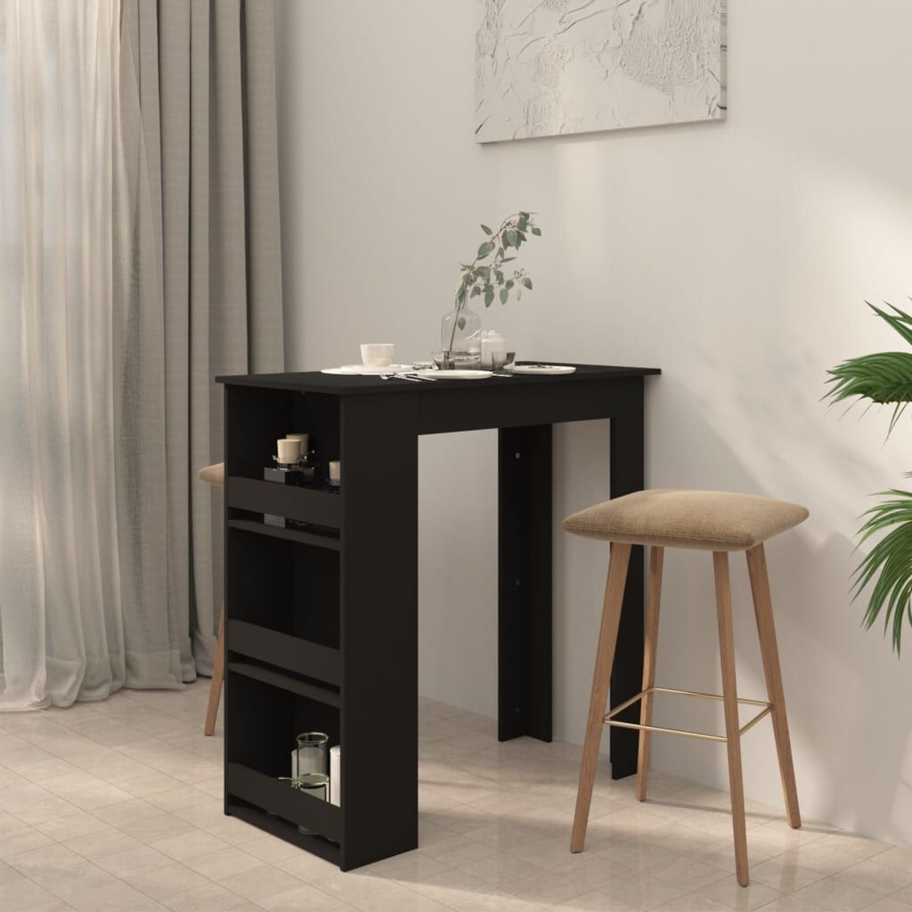VidaXL Bartafel met Opbergrek 102x50x103,5 cm Bewerkt Hout Zwart - 34% Korting!
