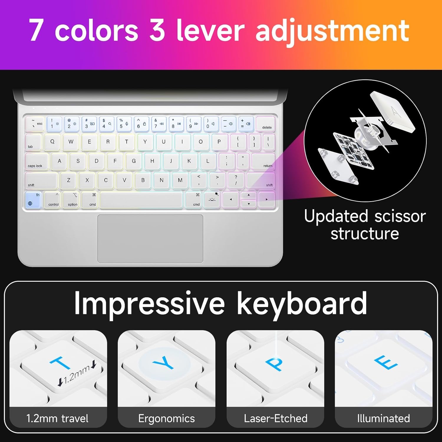Hoes met Toetsenbord voor iPad Air 5/4 & Pro 11" - 7 Kleuren Backlight - 29% Korting