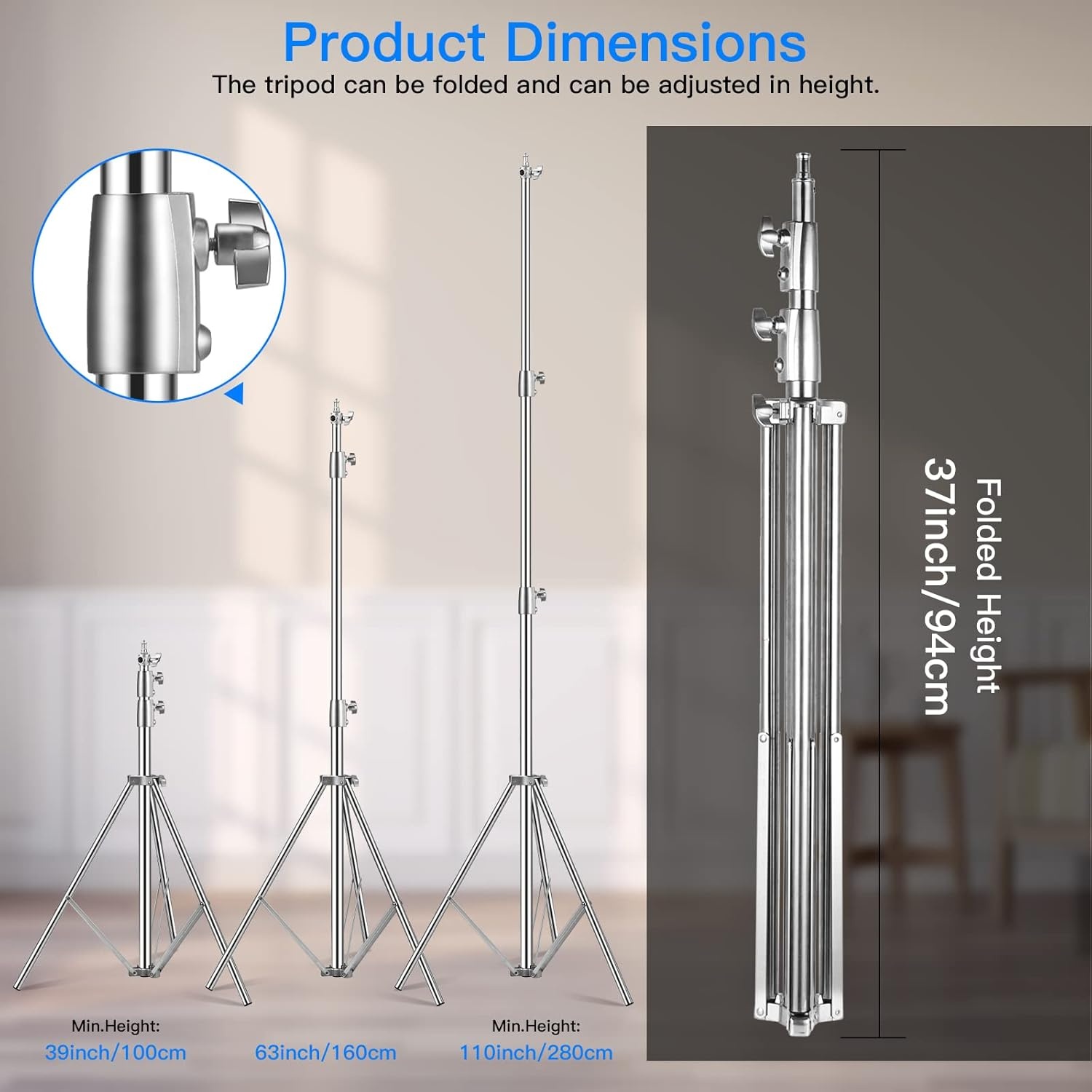 Set van 2 Veergedempte Lichtstatieven RVS - 2.8m - 34% Korting!