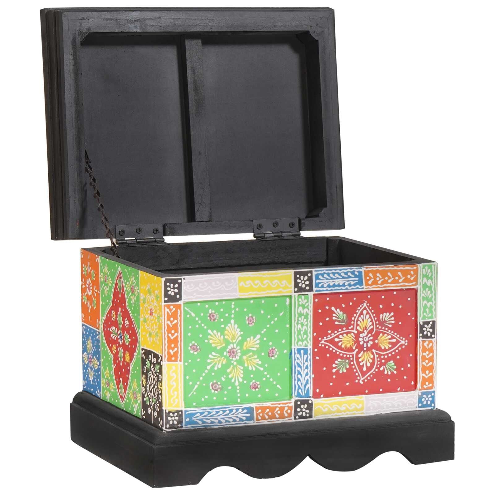 Opbergdoos Massief Mangohout Multikleur 40x30x30cm - 34% Korting
