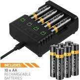 Oplaadstation voor AA & AAA Batterijen + 10x AA