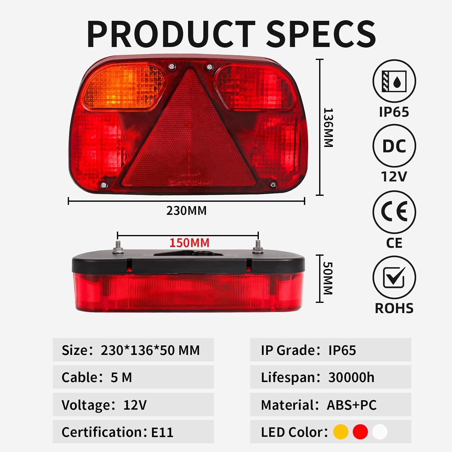 Aanhangerlampen Kit 13-polig 12V met Kabel - 34% Korting!