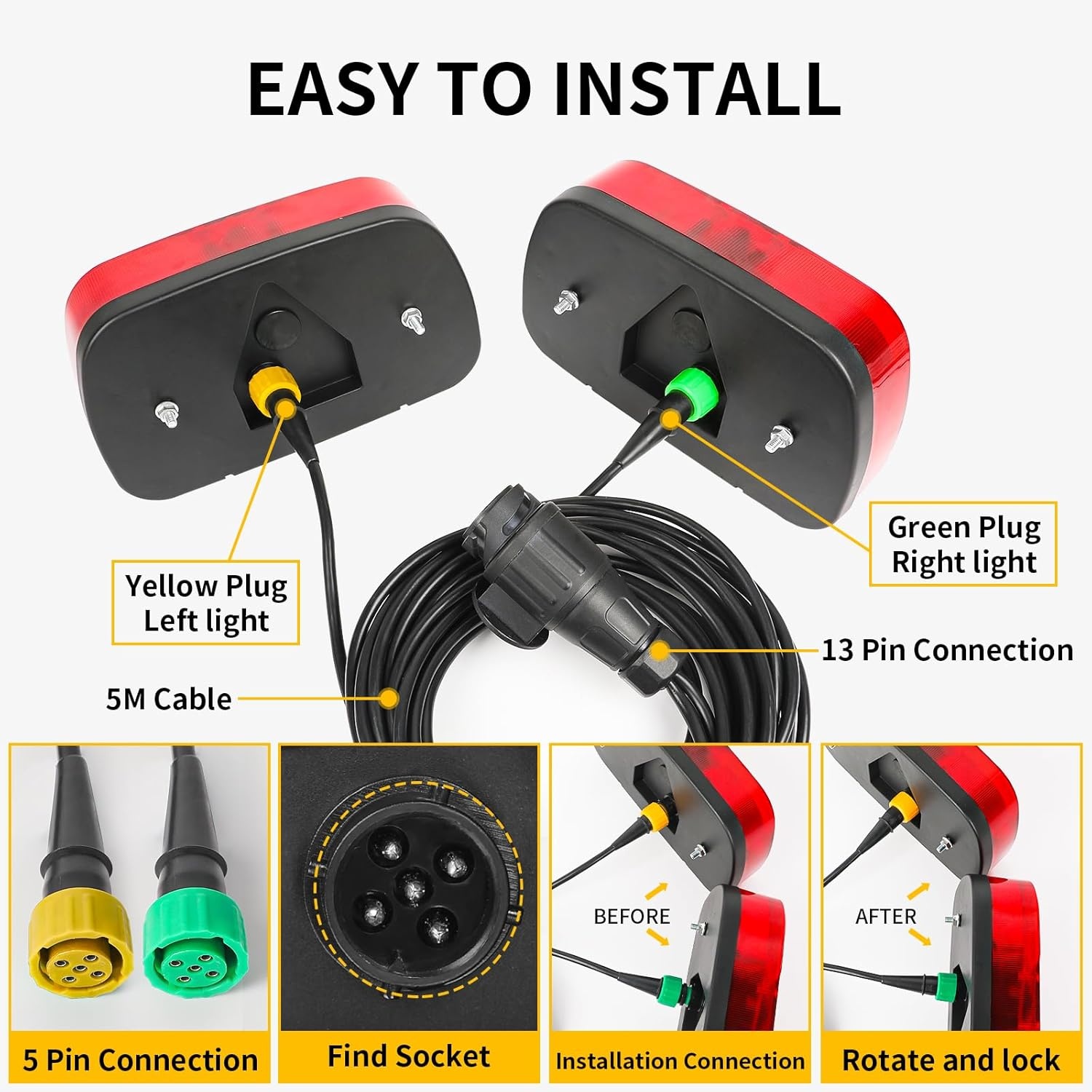 Aanhangerlampen Kit 13-polig 12V met Kabel - 34% Korting!