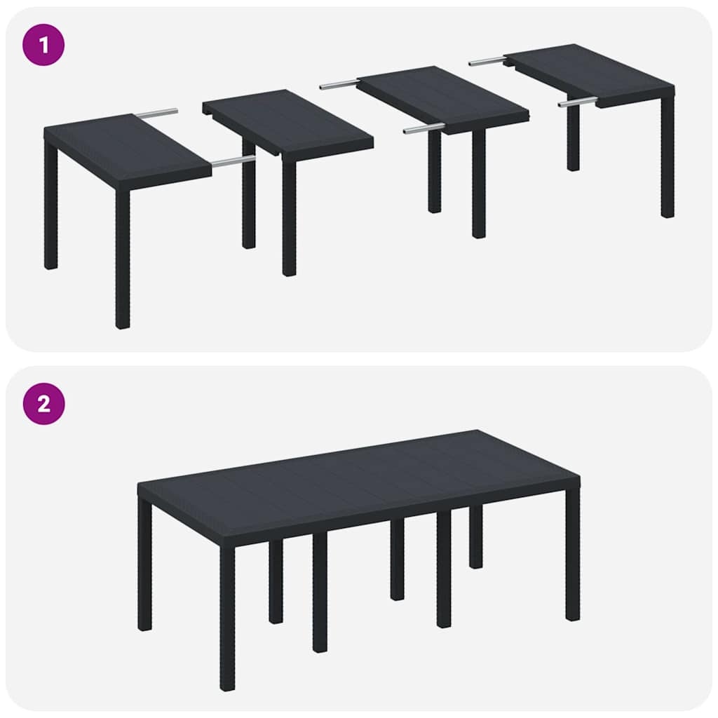 Antraciet Poly Rattan Tuintafel 200x100cm - 35% Korting!