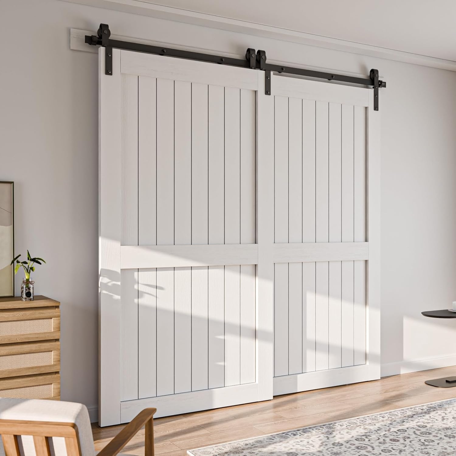 Schuifdeursysteem Dubbele Houten Deur 80cm Zwart - 34% Korting!