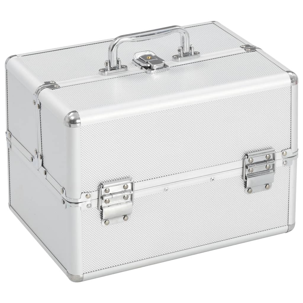 Make-up koffer aluminium zilverkleurig - 34% Korting!