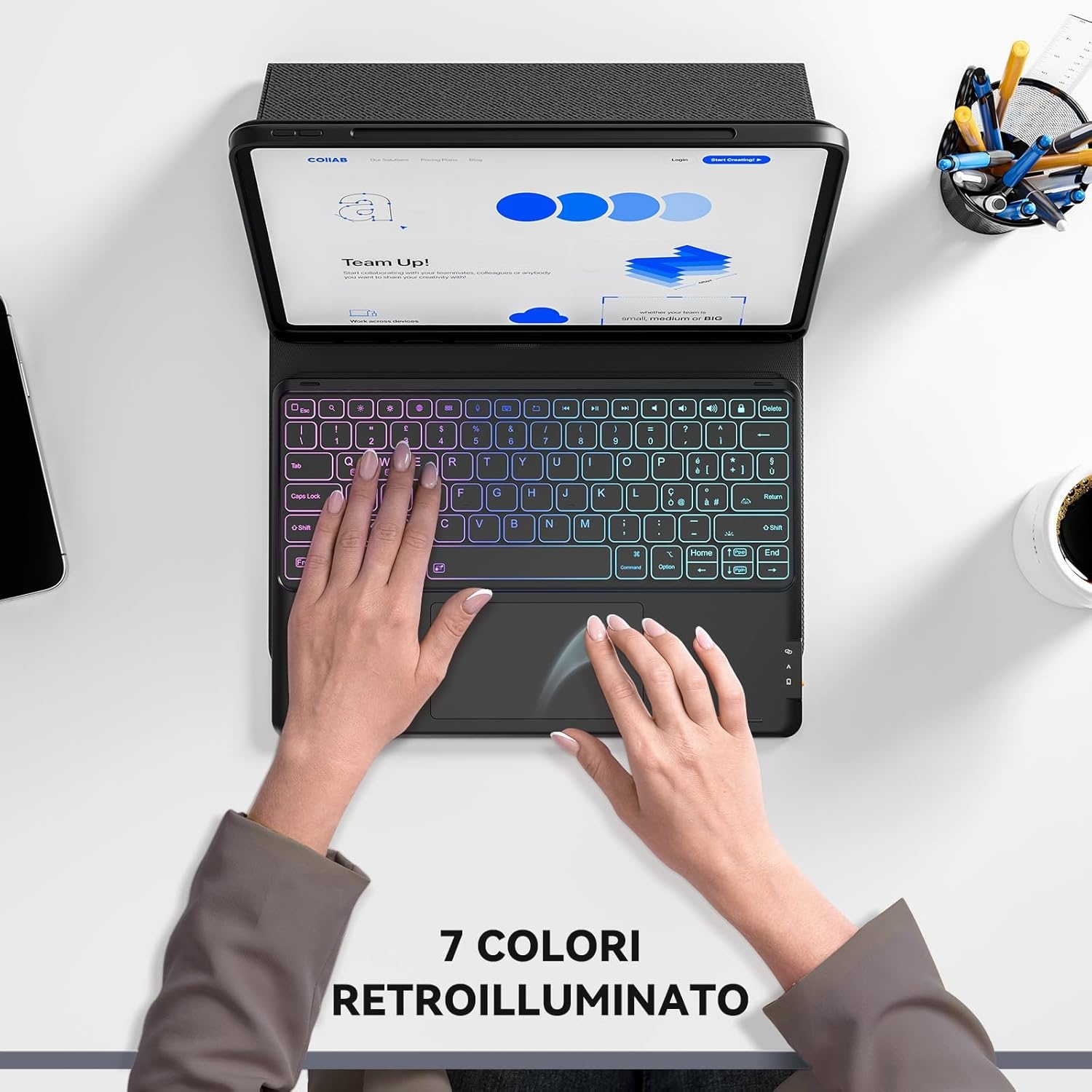 iPad Pro 12.9 Toetsenbord Hoes Zwart | Trackpad & Verlichting | 34% Korting