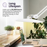 Verstelbare LED Bureaulamp met Klem - 20W, 2200lm, 50cm Kop - 35% Korting