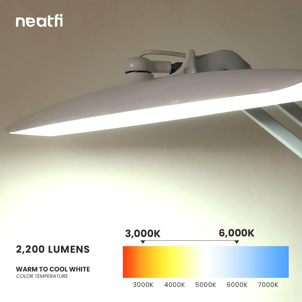 Verstelbare LED Bureaulamp met Klem - 20W, 2200lm, 50cm Kop - 35% Korting