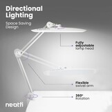Verstelbare LED Bureaulamp met Klem - 20W, 2200lm, 50cm Kop - 35% Korting
