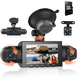 4-Kanaals Dashcam 360° - 1080P Voor, 480P Achter/Zij - 3" LCD - Nachtzicht - 29% Korting