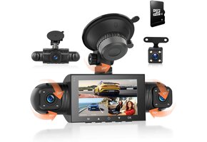 4-Kanaals Dashcam 360° - 1080P Voor, 480P Achter/Zij - 3" LCD - Nachtzicht - 29% Korting